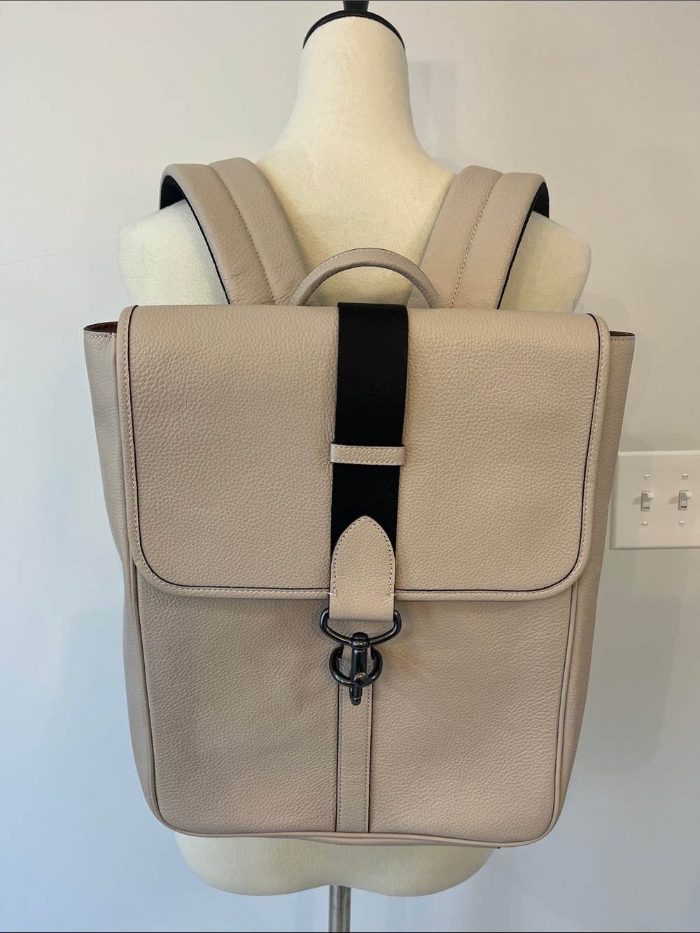 Neutral Creme Coach Leather Backpack